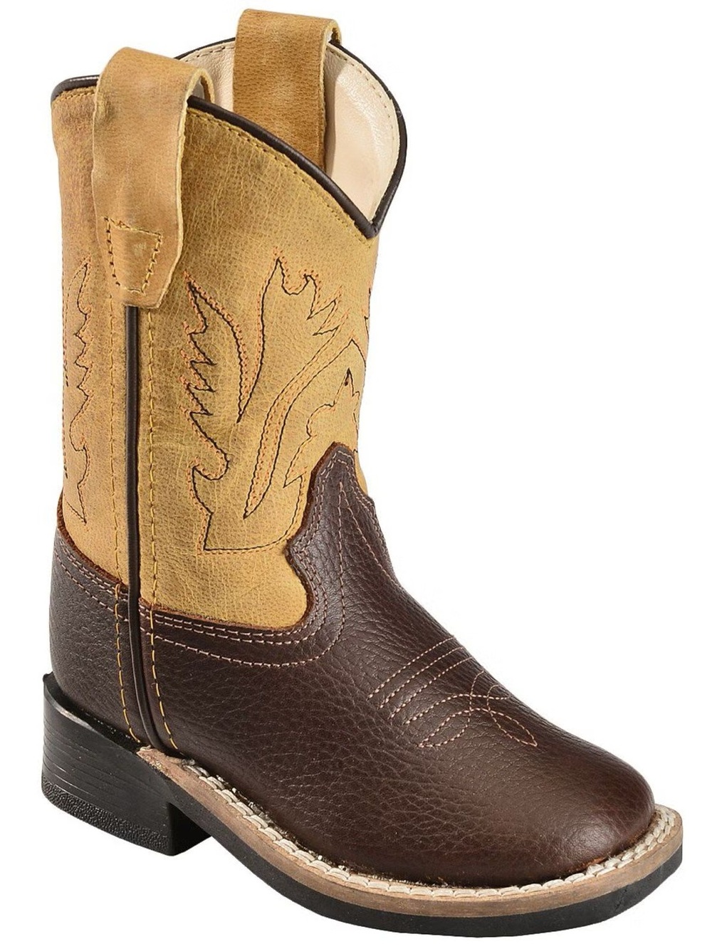 Old West Brown and Tan Kids Cowboy Boots